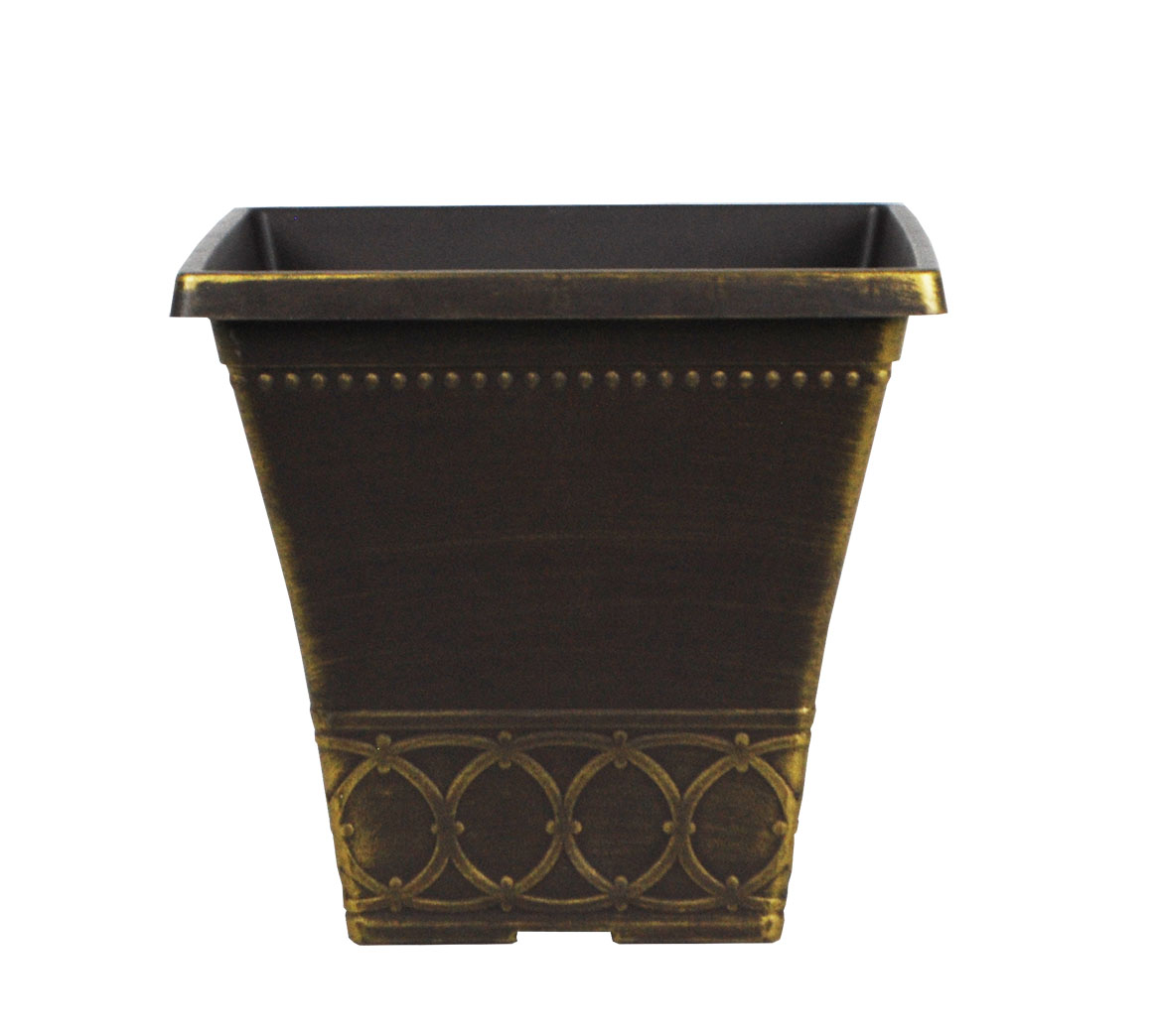 10 Inch Nassau Square Container Chocolate with Gold Brush - 58 per case