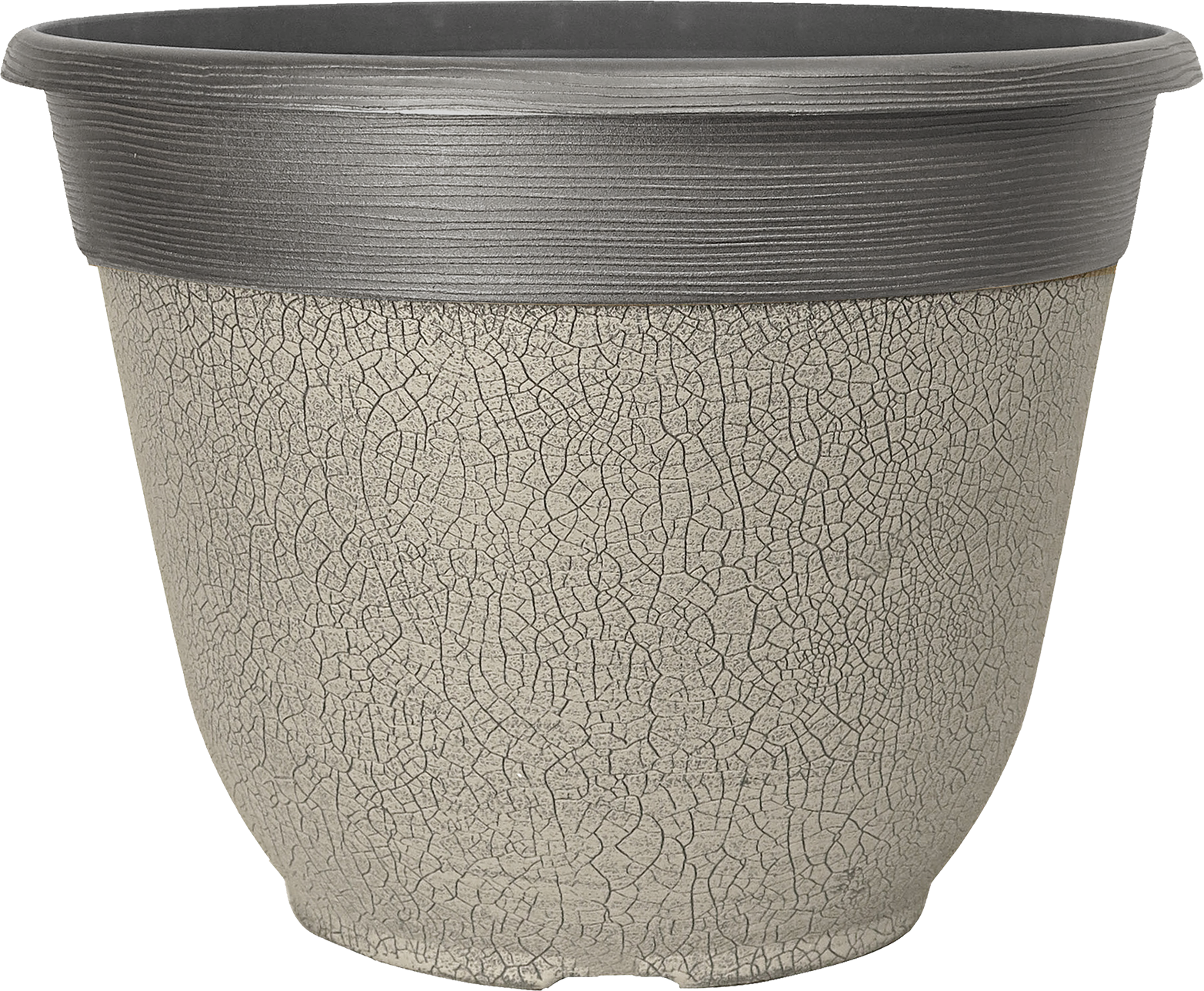 12 Inch Crackle Planter Pewter and Chalk - 40 per case