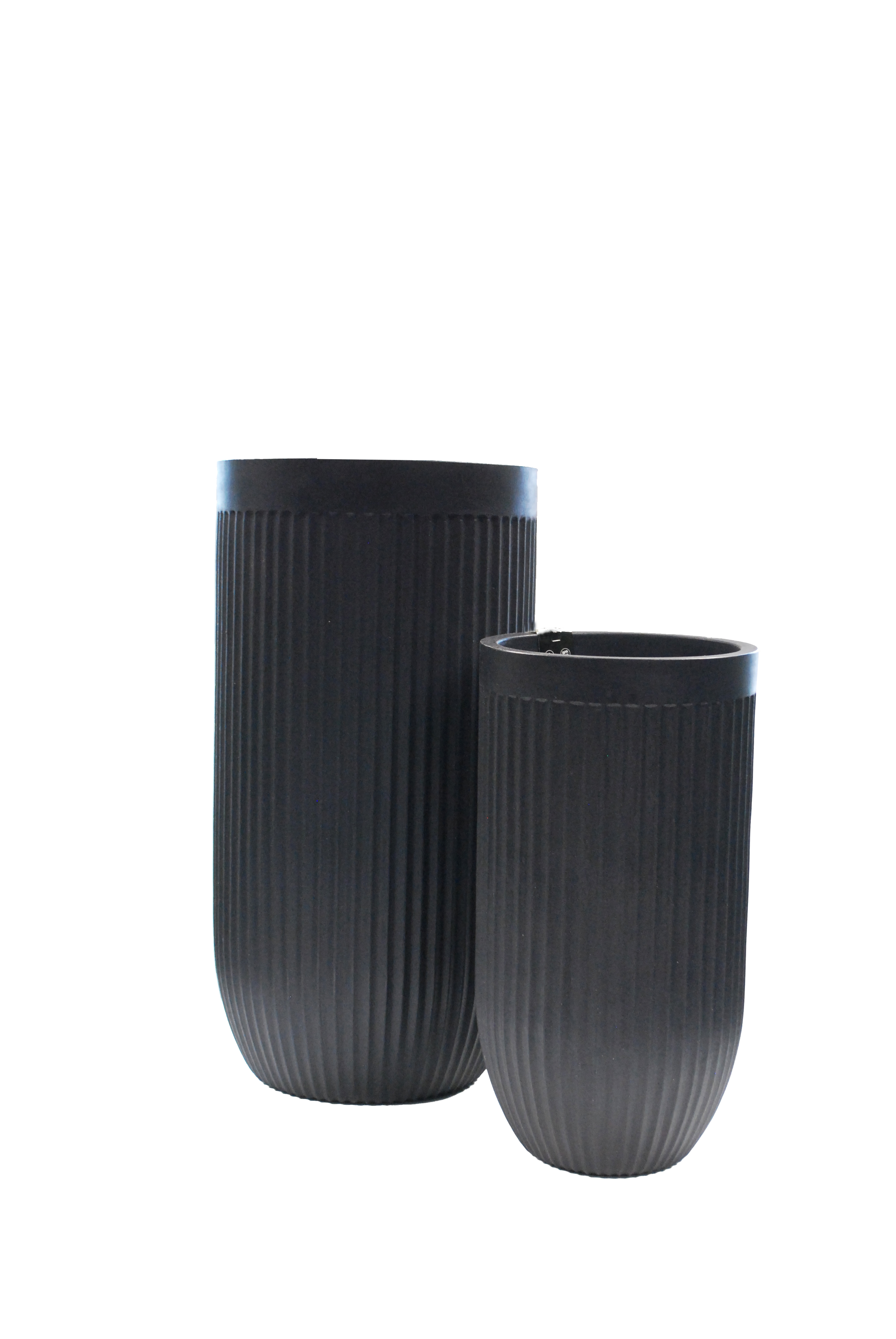 Fluted Tall Planter 2 Piece Set - Lead