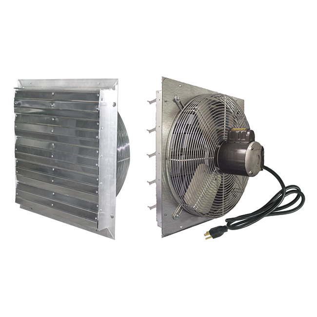 J&D VES24C ES Aluminum Shutter Fan 115v 1/2HP 1PH Variable Speed with 10’ Cord - 24 Inch