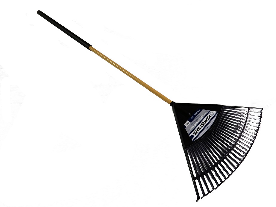 Lawn Rake Poly Head 24" with 48" wood handle with cushion grip