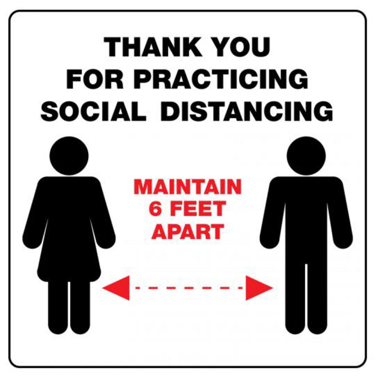 Sign "Social Distancing Sign" 12x12 Inch One Sided Coroplast