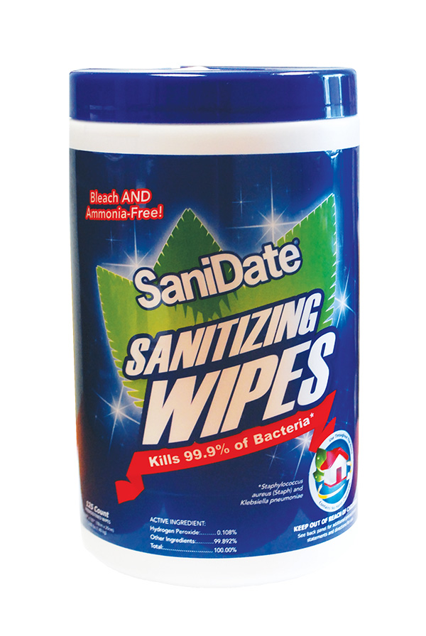 Sanidate Hard Surface Sanitizer Wipes - 125 per container