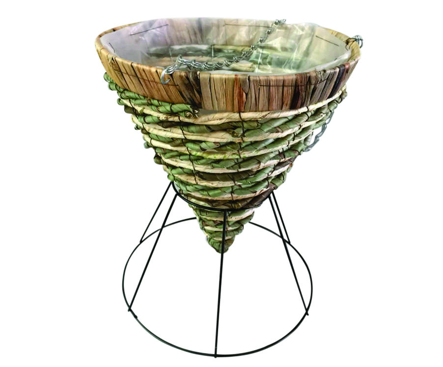 16 x 19 Rnd Rattan Cone Brown/Green with Stand - 15 per case