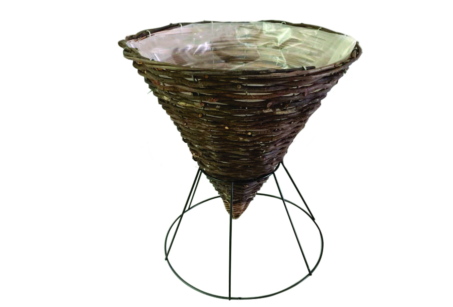 14 x 15 Round Rattan Cone Brown with Stand - 15 per case